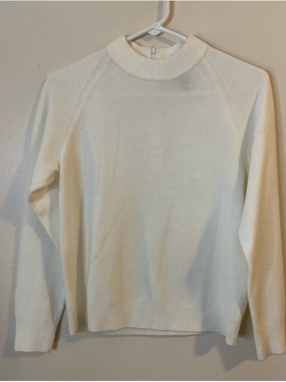 Classic minimalist Quiet Luxury Cream mock neck Sweater Top